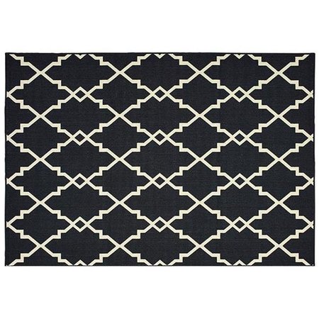 Oriental Weavers Oriental Weavers M7763K240RDST Marina Indoor Outdoor Outdoor Geometric Round Rug; Black - 7 ft. 10 in. x 7 ft. 10 in. M7763K240RDST